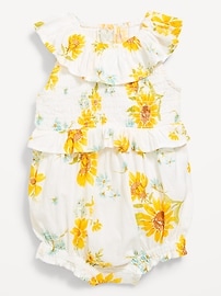 Image number 2 showing, Sleeveless Ruffle-Trim Smocked One-Piece Romper for Baby