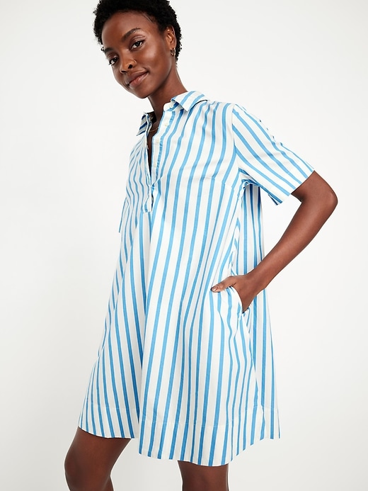 Image number 3 showing, Short-Sleeve Mini Swing Shirt Dress