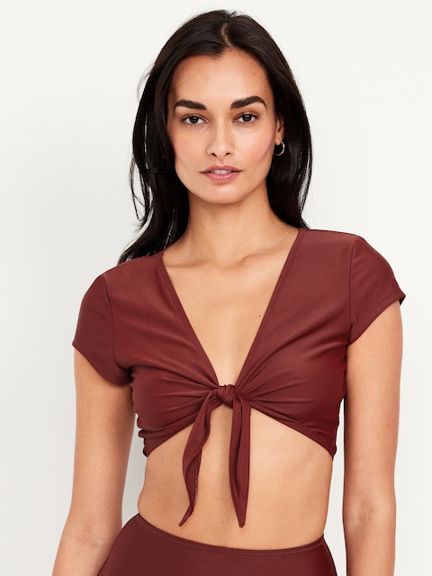 Tie-Front Swim Cover-Up - Clove