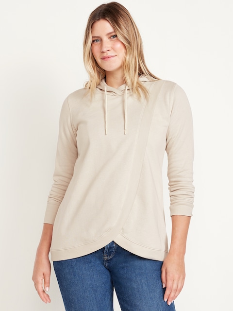 Maternity Cross-Front Nursing Pullover Hoodie - Wish Bone