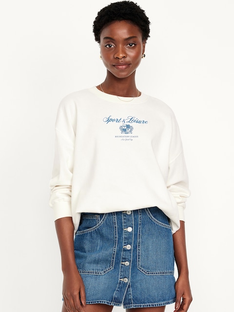 SoComfy Oversized Graphic Sweatshirt - Sports And Leisure (White)
