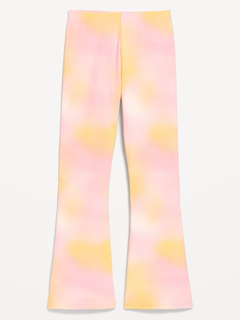 Full-Length Flared Leggings for Girls - Orange Pink Tie