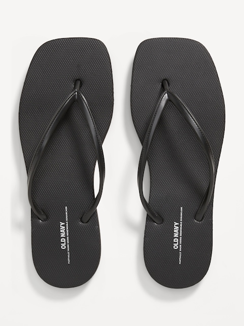 Square Toe Flip-Flop Sandals - Black Jack