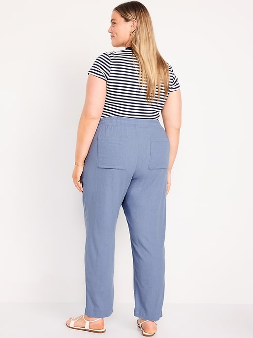 Image number 5 showing, Linen-Blend Straight Ankle Pants