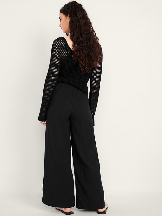 Image number 3 showing, High-Waisted Crinkle Gauze Wide-Leg Pants