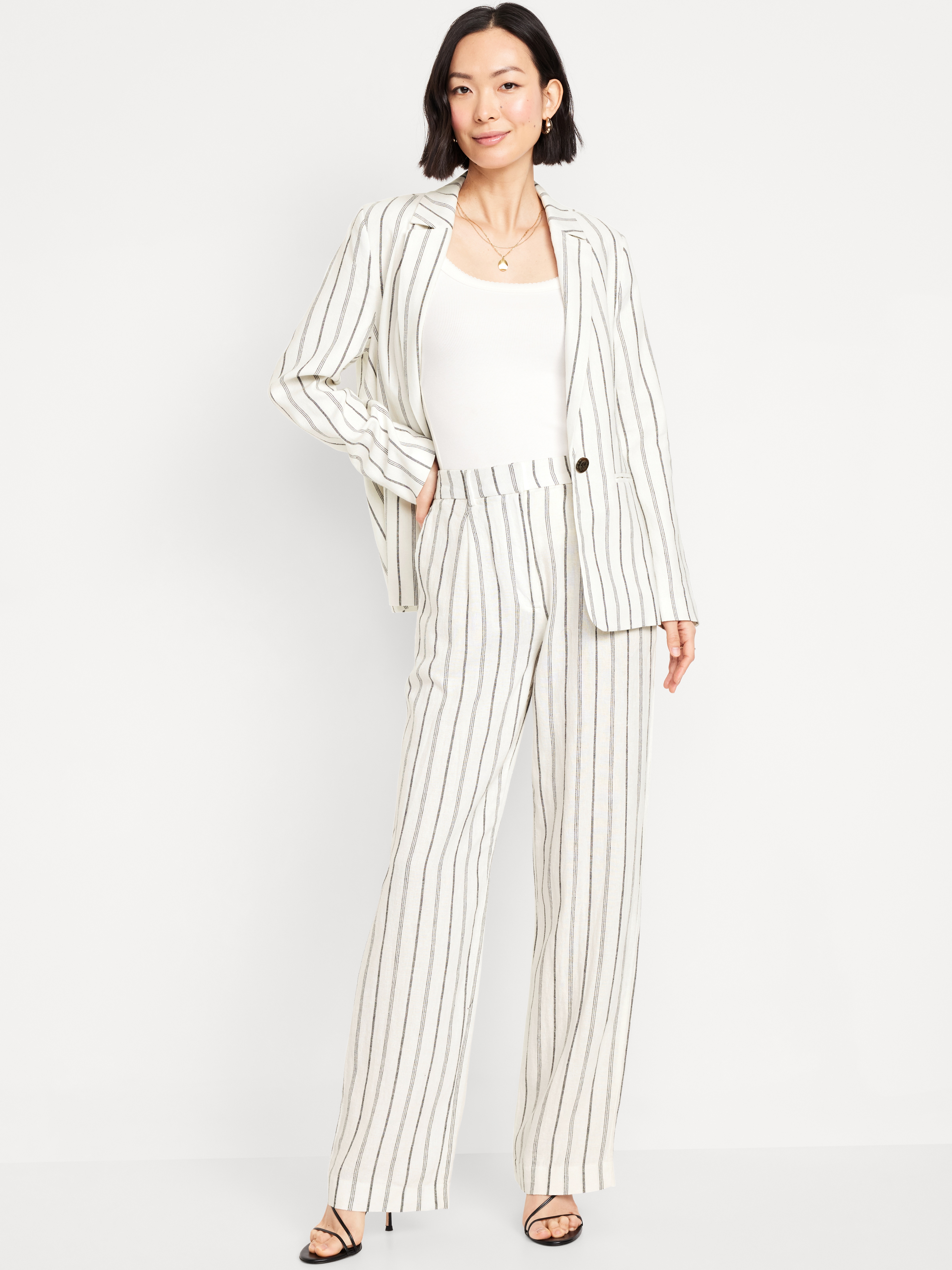 Extra High-Waisted Linen-Blend Taylor Wide-Leg Trouser Pants