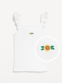 Image number 1 showing, Fitted Embroidered Ruffle-Trim Cami Top for Toddler Girls