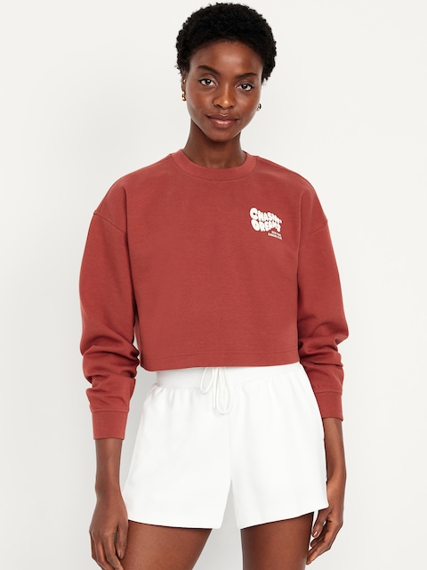 Dynamic Fleece Oversized Crop Sweatshirt - Cherry Birch