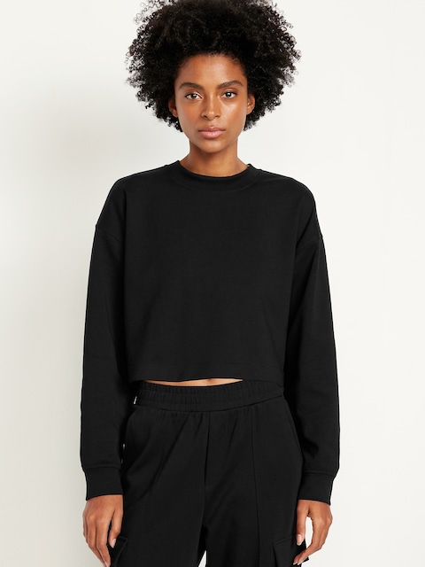 Dynamic Fleece Oversized Crop Sweatshirt - Black Jack