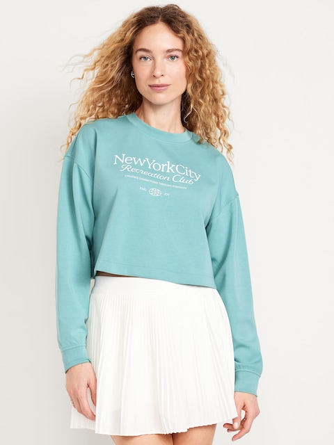Dynamic Fleece Oversized Crop Sweatshirt - Luminous Blue