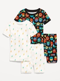 Image number 1 showing, Snug-Fit Printed Pajama 4-Piece Set for Toddler & Baby