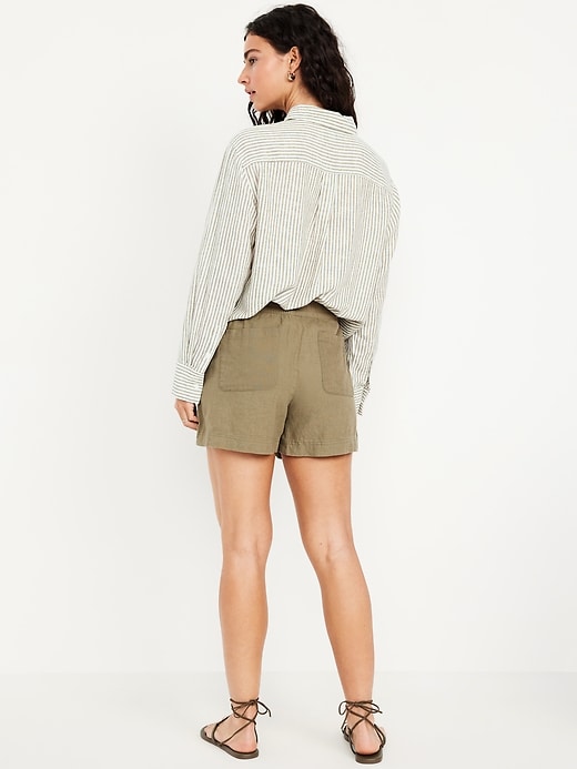 Image number 3 showing, High-Waisted Linen-Blend Shorts -- 3.5-inch inseam