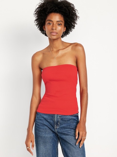 Ribbed Tube Top - Bright Coral