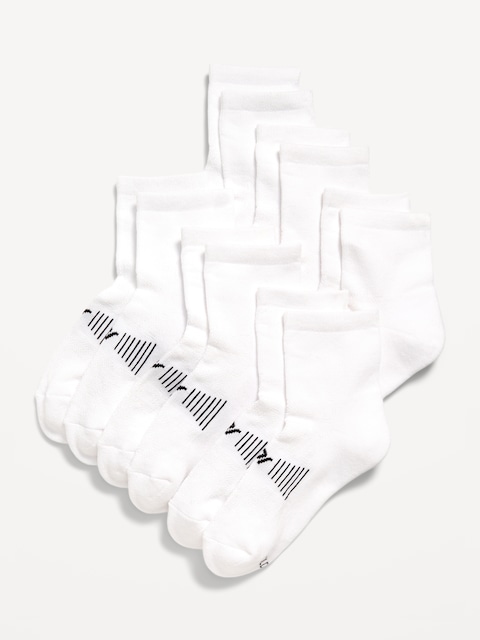 Quarter Crew Go-Dry Performance Socks 6-Pack for Boys - Solid White