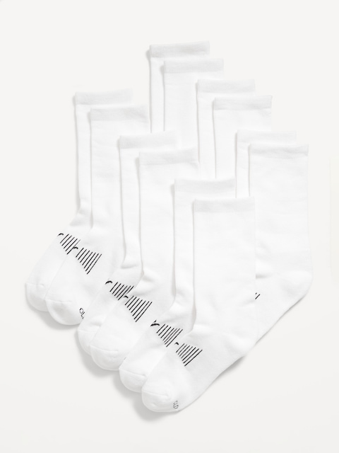 Crew Go-Dry Performance Socks 6-Pack for Boys - Solid White