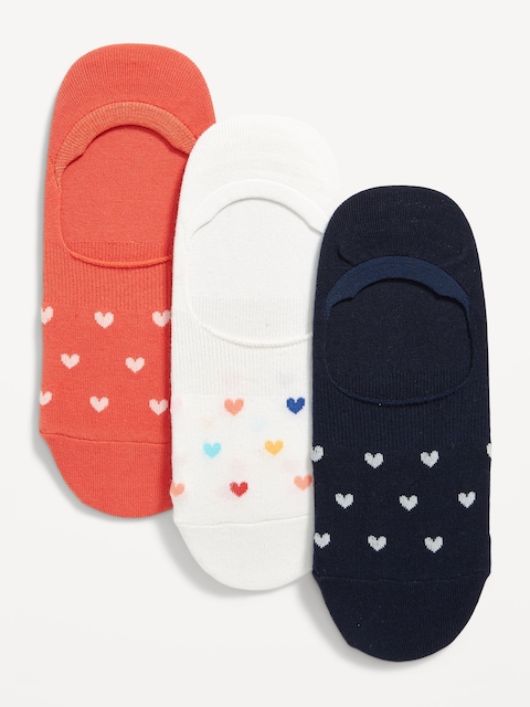 No-Show Socks 3-Pack for Women - Tossed Hearts