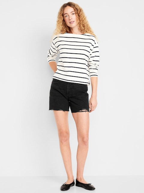High-Waisted OG Jean Cut-Off Shorts -- 5-inch inseam - Black Wash Cutoff