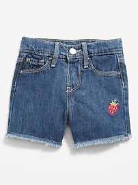 Image number 1 showing, Embroidered Frayed-Hem Jean Shorts for Toddler Girls