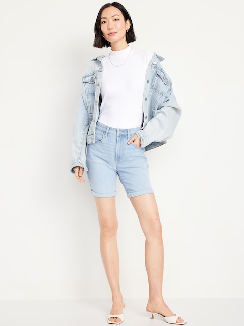 High-Waisted Wow Jean Shorts -- 7-inch inseam - Light Wash