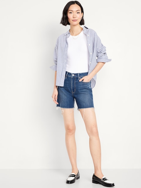 High-Waisted OG Jean Cut-Off Shorts -- 5-inch inseam - Dark Wash Cutoff