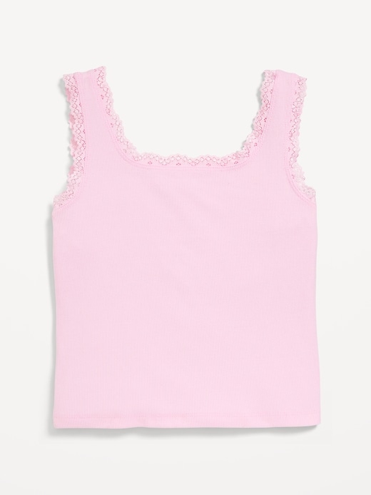 Image number 3 showing, Fitted Button-Front Ribbed Tank Top for Girls