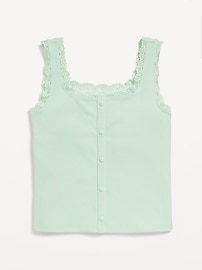Image number 2 showing, Fitted Button-Front Ribbed Tank Top for Girls