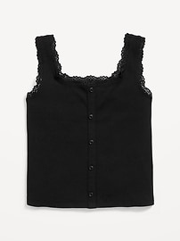 Image number 2 showing, Fitted Button-Front Ribbed Tank Top for Girls