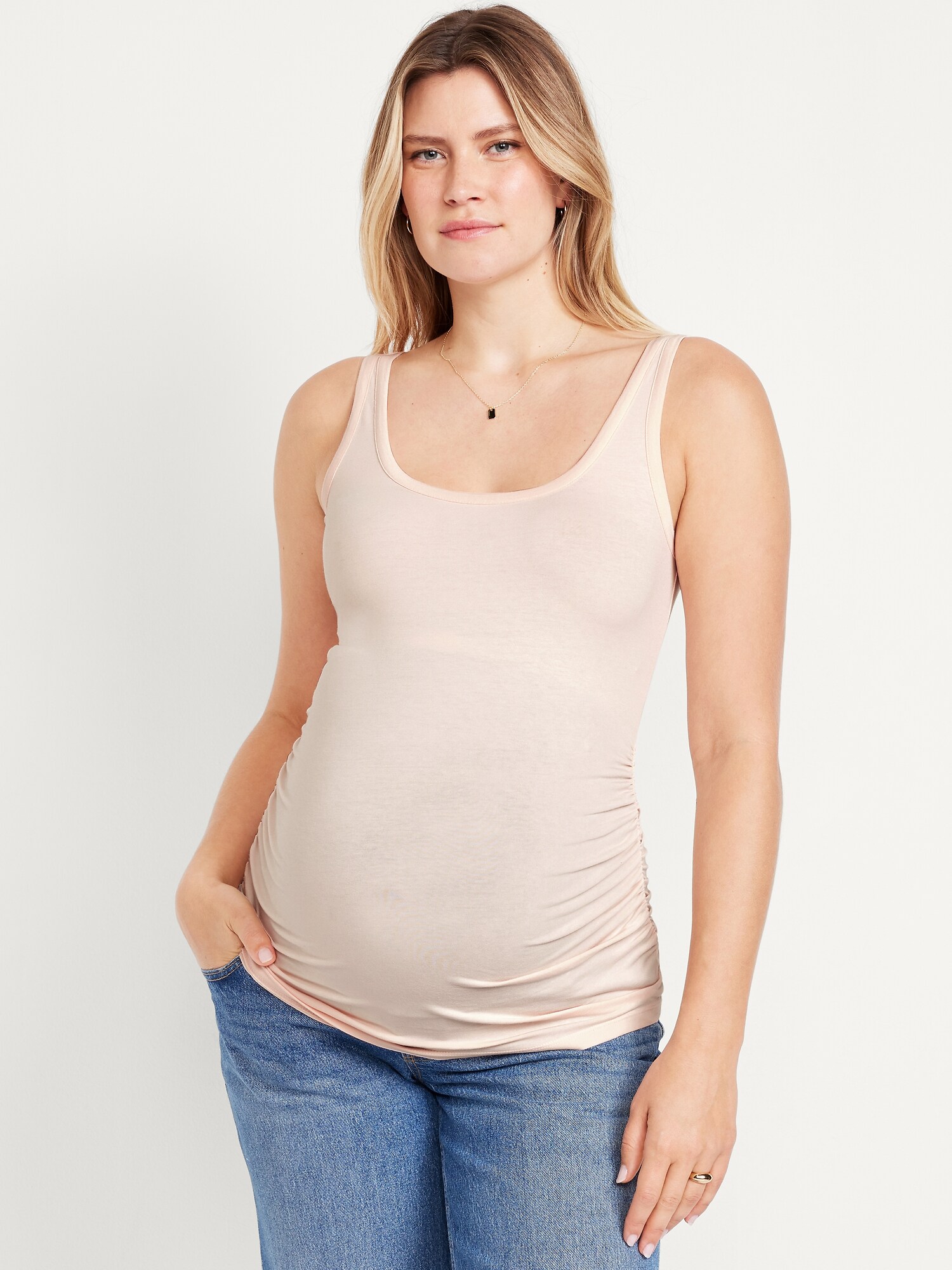 Sentmoon Maternity Tank Top Oversized Crew Neck Stretchy Nursing Shirts For Breastfeeding Solid Color Sleeveless Spaghetti Strap Breast Feeding Shirts