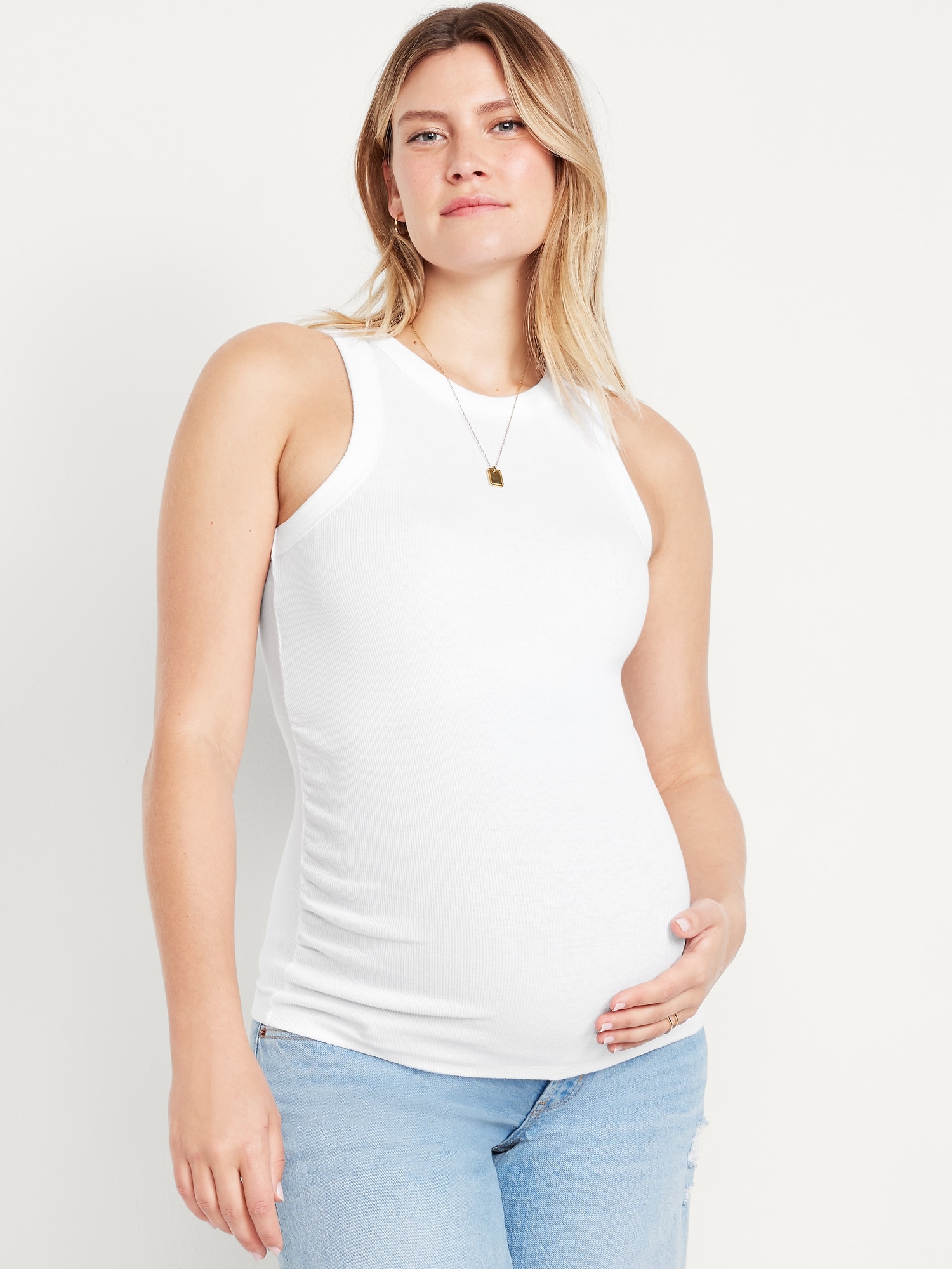 Maternity High-Neck Ribbed Tank Top