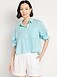Linen-Blend Button-Down Crop Shirt - image 2