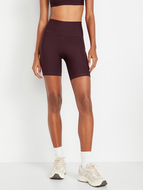 High-Waisted PowerSoft Biker Shorts -- 8-inch inseam - Boxwood