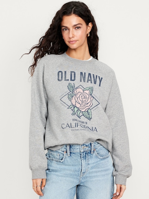 Vintage Crew-Neck Logo-Graphic Sweatshirt - Medium Heather Gray