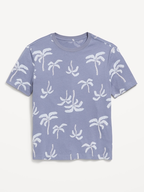 Softest Printed Crew-Neck T-Shirt for Boys - Blue Palm