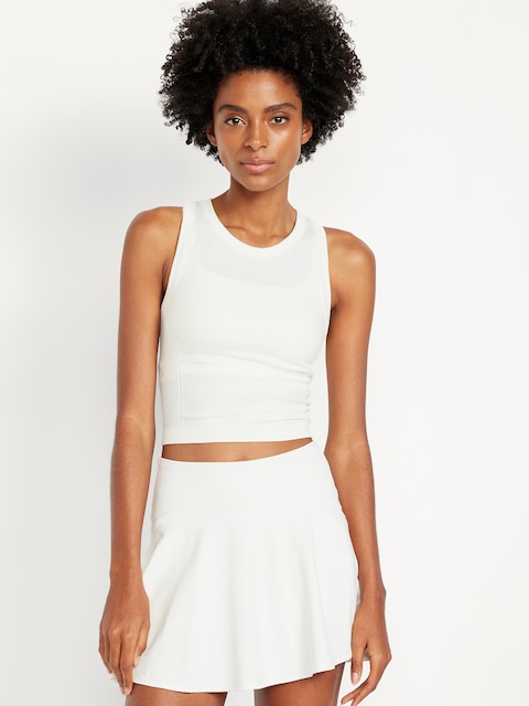 Fluid Seamless Fitted Crop Tank Top - Magnolia White
