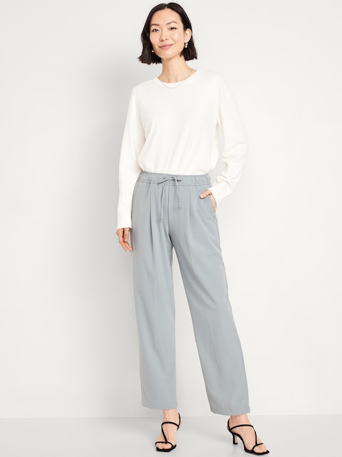High-Waisted Billie Straight Ankle Trouser - Silver Sage