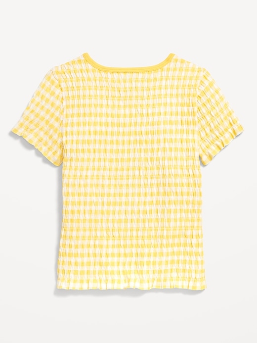 Image number 3 showing, Printed Short-Sleeve Smocked Top for Girls