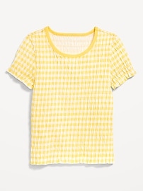 Image number 2 showing, Printed Short-Sleeve Smocked Top for Girls