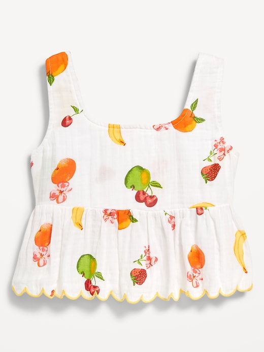 Image number 3 showing, Printed Sleeveless Button-Front Double-Weave Top for Girls