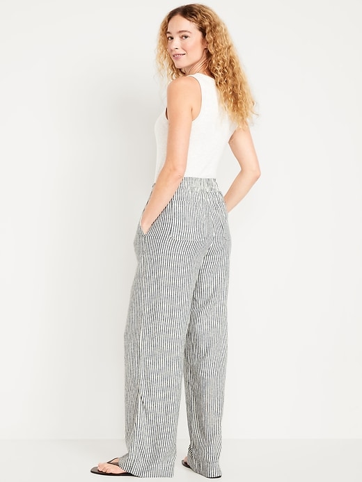 Image number 8 showing, High-Waisted Linen-Blend Wide-Leg Pants