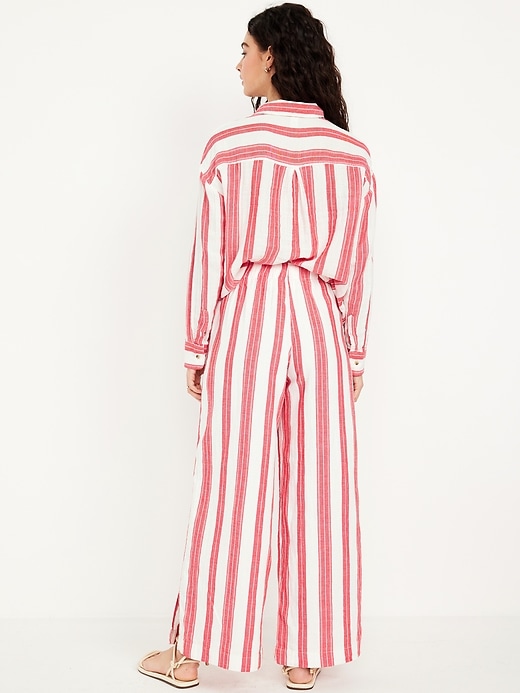 High-Waisted Crinkle Gauze Wide-Leg Pants