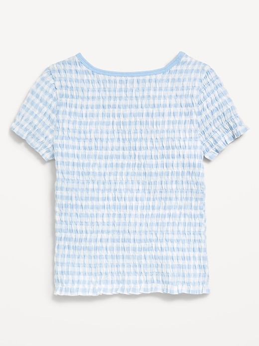 Image number 3 showing, Printed Short-Sleeve Smocked Top for Girls