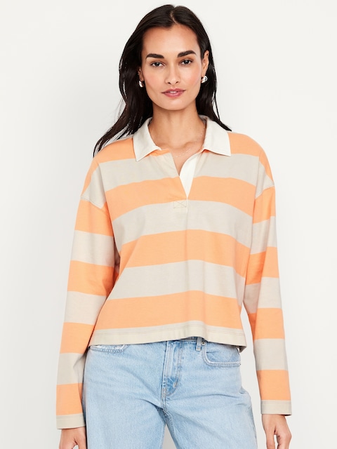 Rugby Stripe Crop Polo