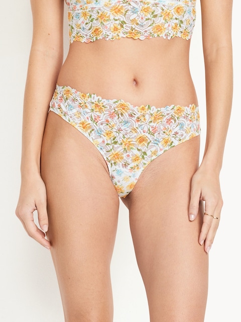 Mid-Rise Lace Bikini Underwear - Sunflower