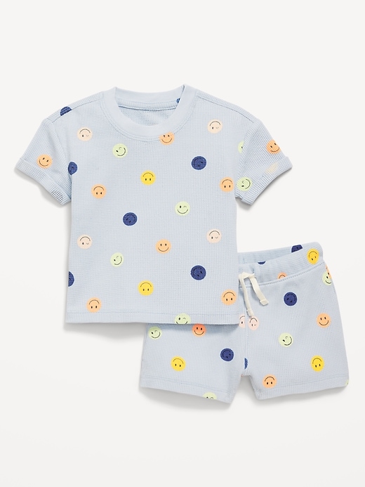 View large product image 1 of 2. Printed Waffle-Knit Top and Shorts Set for Baby