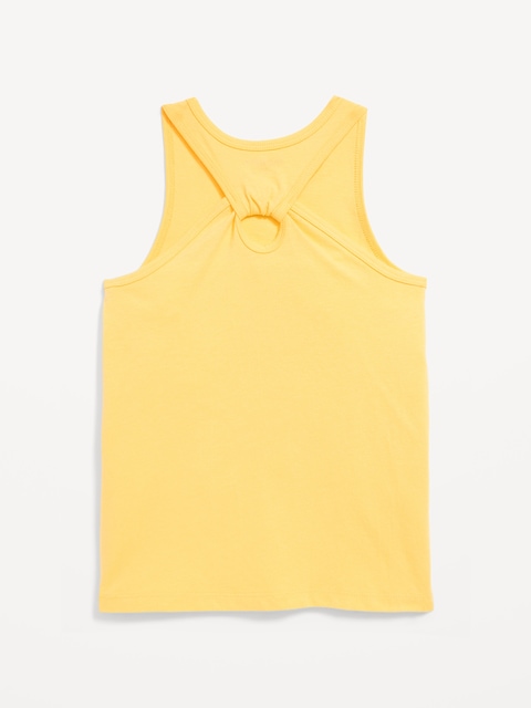 Fitted Back Cutout Graphic Tank Top for Girls - Yellow