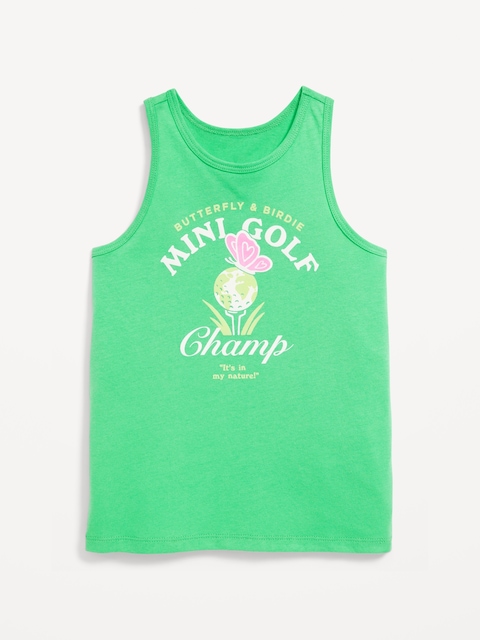 Fitted Back Cutout Graphic Tank Top for Girls - Beginners Luck