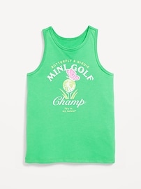 Image number 1 showing, Fitted Back Cutout Graphic Tank Top for Girls