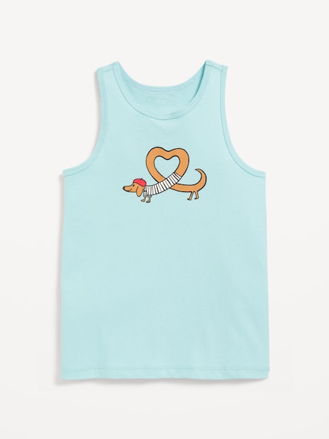 Fitted Back Cutout Graphic Tank Top for Girls