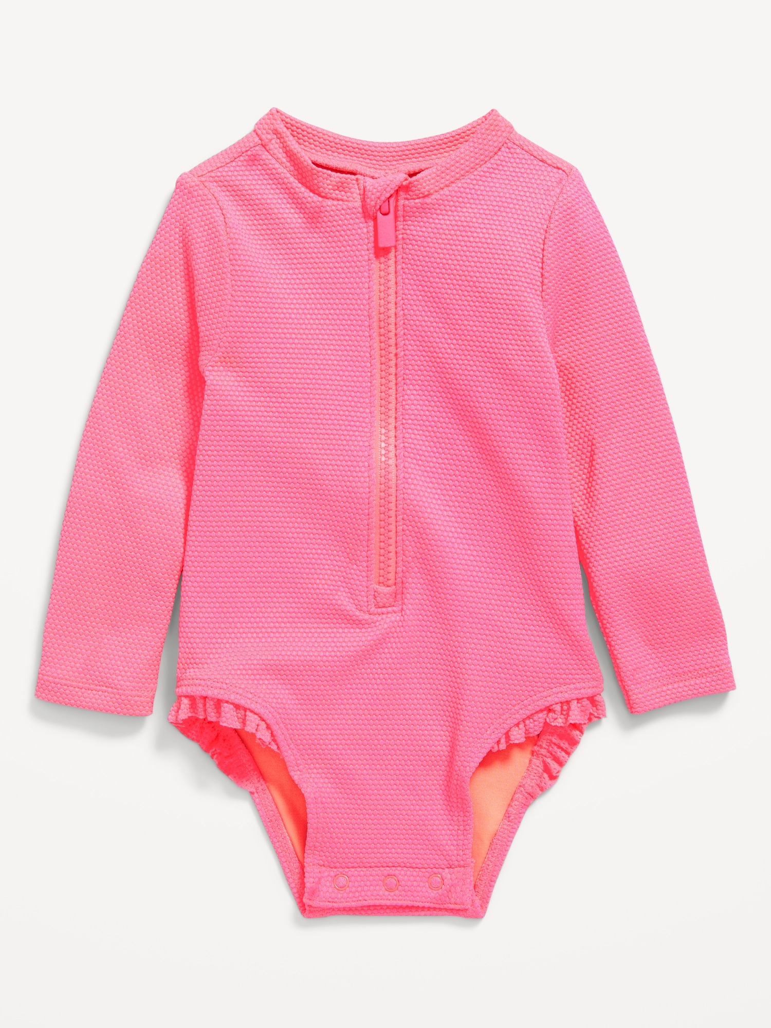 Textured Zip-Front Rashguard One-Piece Swimsuit for Baby