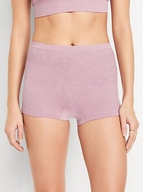 Image number 1 showing, Mid-Rise Seamless Lace Boyshort Underwear